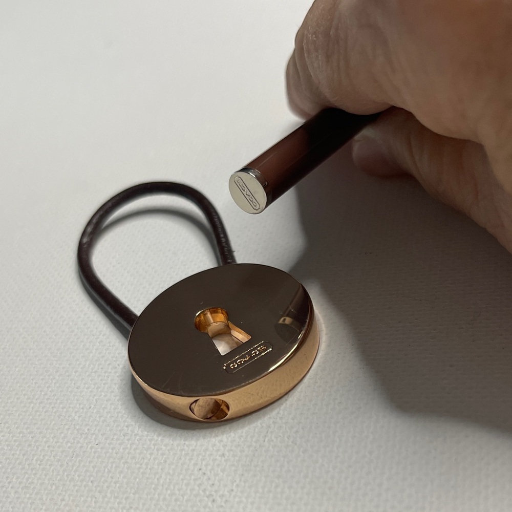 Coach Rose Gold Keychain with Brown Coach Pen - Picture 3 of 7